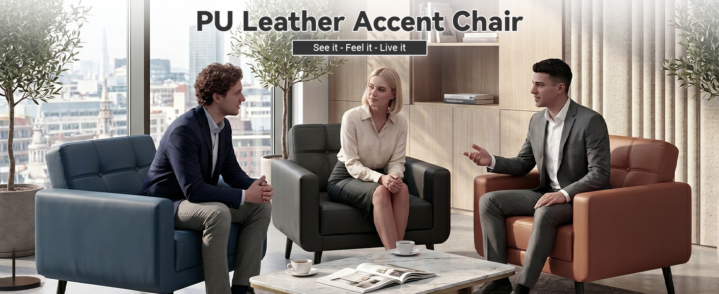 PU Leather Accent Chair 原始 A+ 场景设计